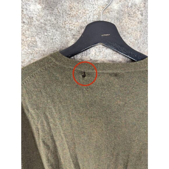 Sebastian Cooper Size L Cashmere Cotton Blend V Neck Sweater Olive Green Pullove - Picture 2 of 8